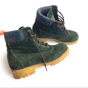 Wolverine Wilderness Green Suede Hiker Boots Plaid